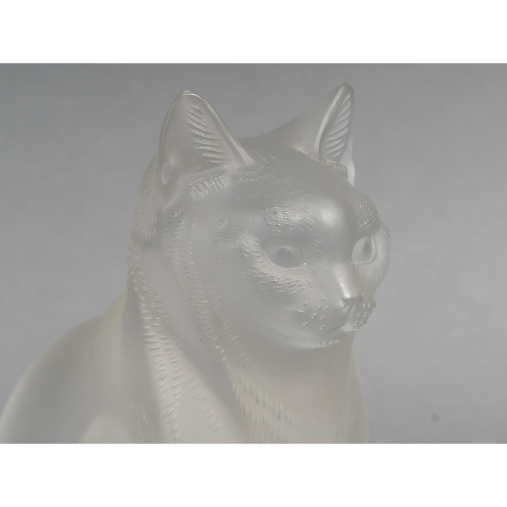 LALIQUE – Chat assis en cristal XXe – signé Lalique France 4