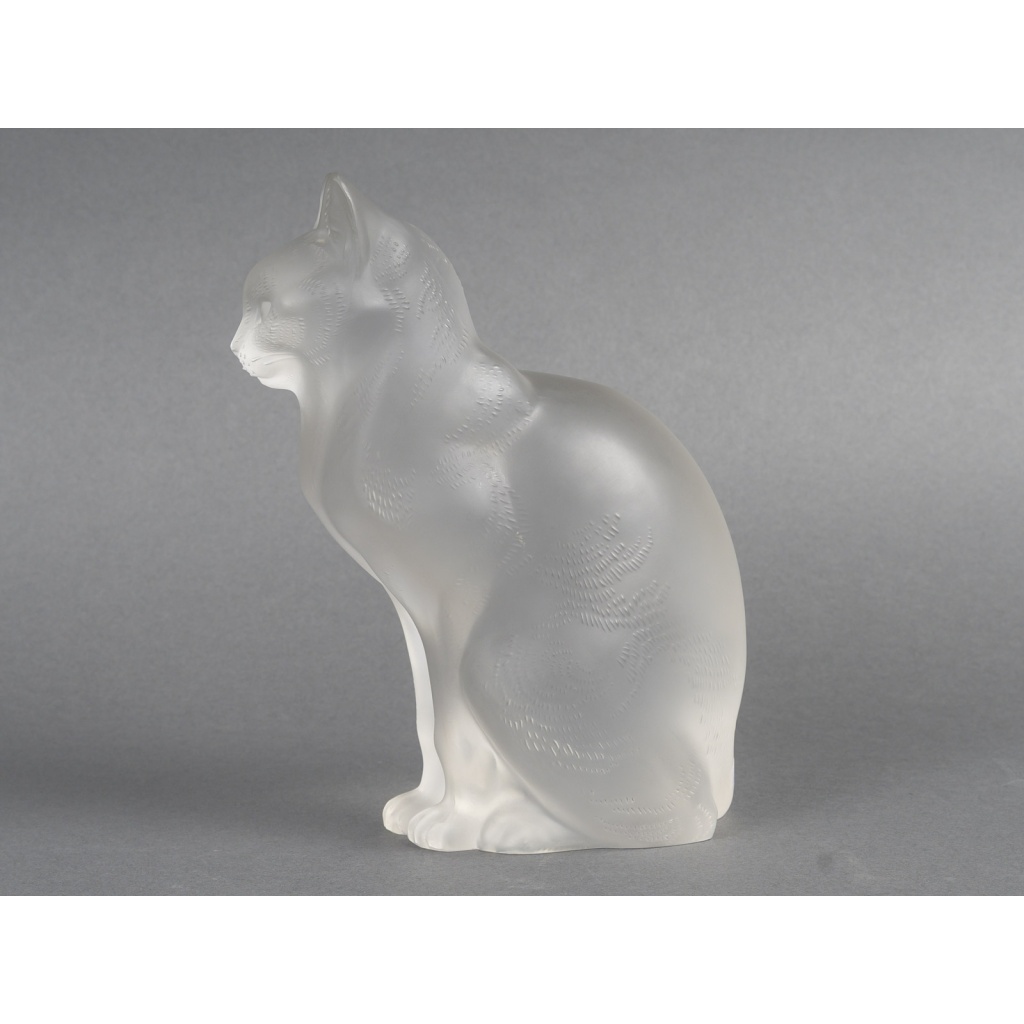 LALIQUE – Chat assis en cristal XXe – signé Lalique France 10