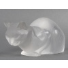 LALIQUE – Chat couché en cristal XXe Signé Lalique France 17