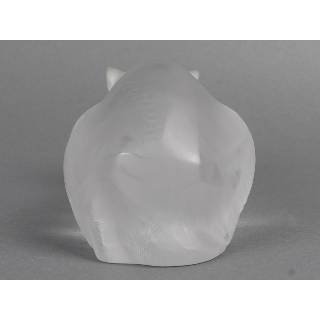 LALIQUE – Chat couché en cristal XXe Signé Lalique France 10