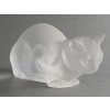 LALIQUE – Chat couché en cristal XXe Signé Lalique France 30