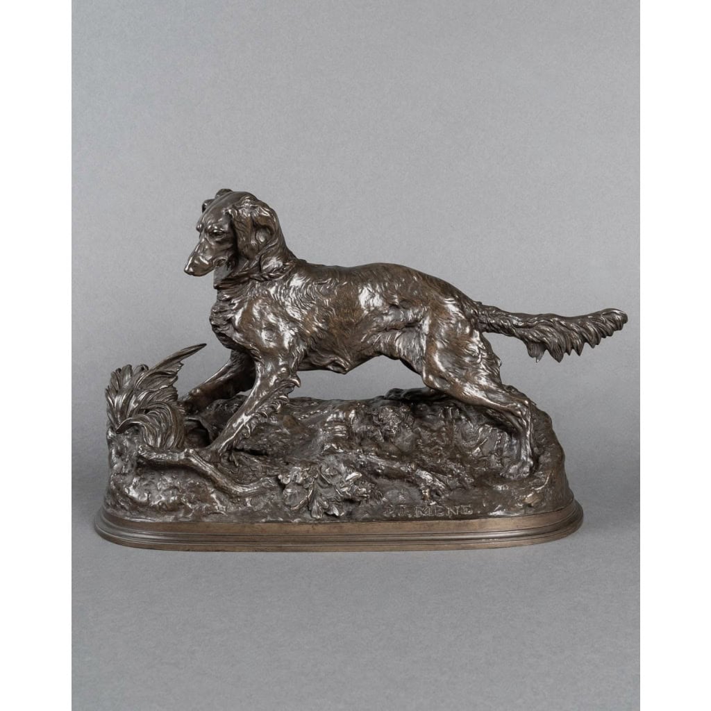 Sculpture – Chien À L’ Arrêt , Pierre – Jules Mêne (1810-1879) – Bronze 4