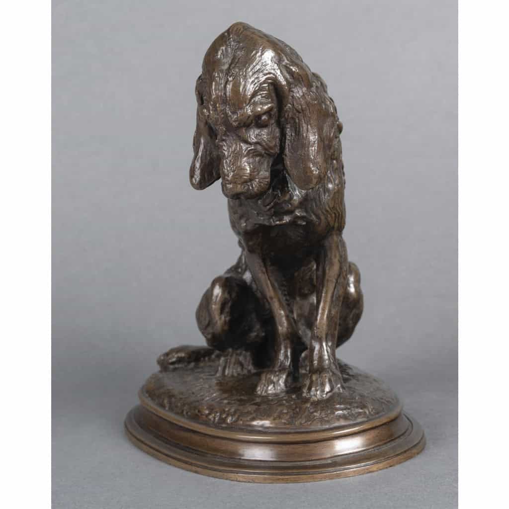Sculpture – Épagneul Assis , Emmanuel Frémiet (1824-1910) – Bronze 7