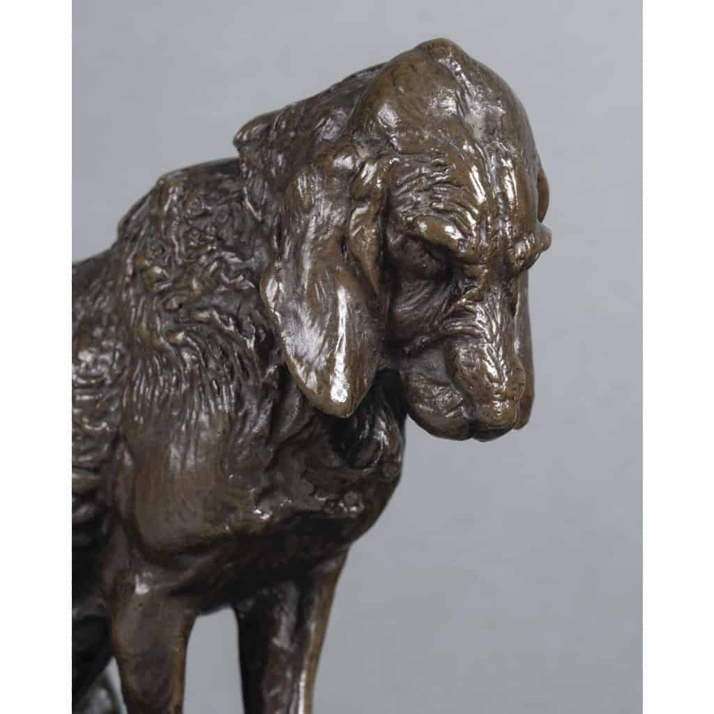 Sculpture – Épagneul Assis , Emmanuel Frémiet (1824-1910) – Bronze 5