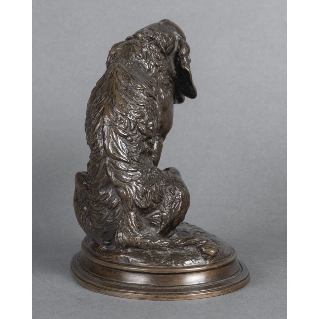 Sculpture – Épagneul Assis , Emmanuel Frémiet (1824-1910) – Bronze 9