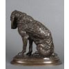 Sculpture – Épagneul Assis , Emmanuel Frémiet (1824-1910) – Bronze 18