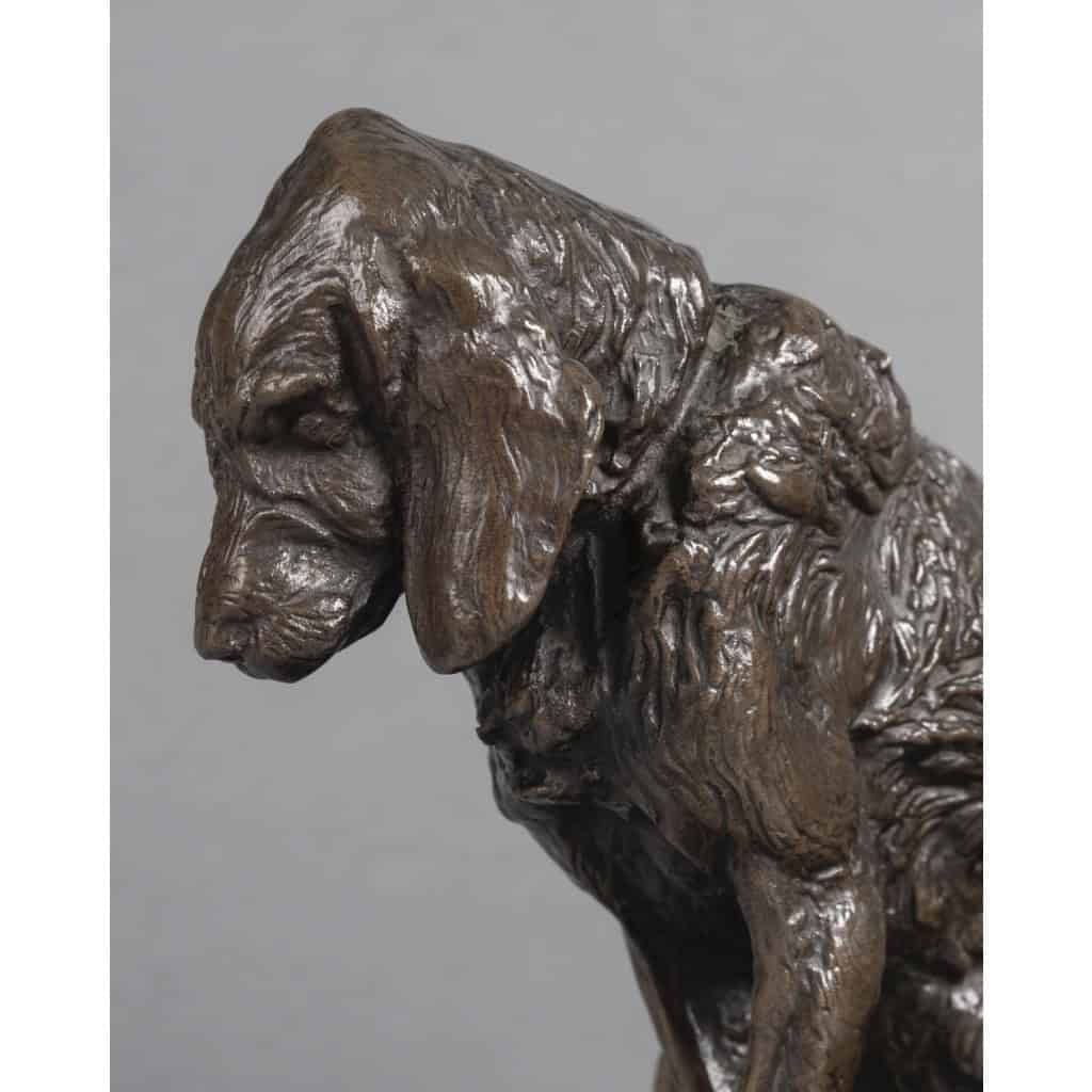 Sculpture – Épagneul Assis , Emmanuel Frémiet (1824-1910) – Bronze 10