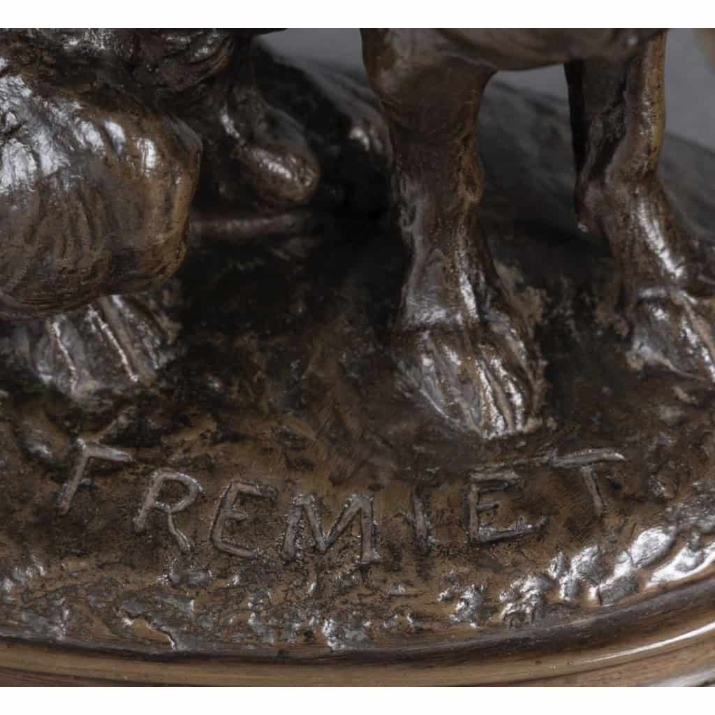 Sculpture – Épagneul Assis , Emmanuel Frémiet (1824-1910) – Bronze 11