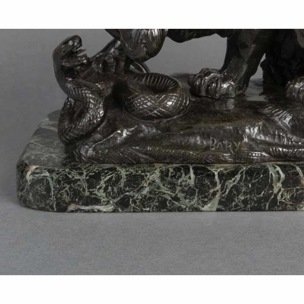 Sculpture – Le Lion Au Serpent , Antoine – Louis Barye (1795-1875) – Bronze 14