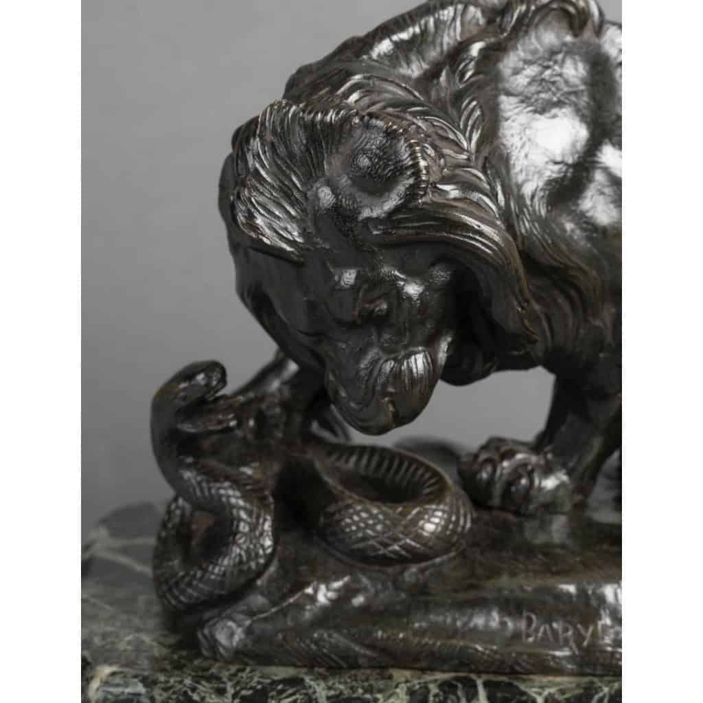 Sculpture – Le Lion Au Serpent , Antoine – Louis Barye (1795-1875) – Bronze 6