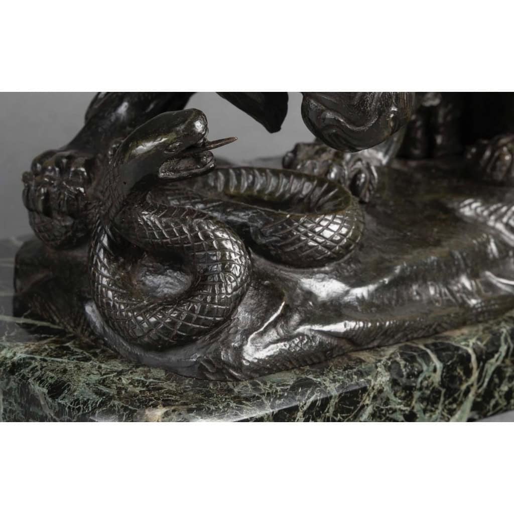 Sculpture – Le Lion Au Serpent , Antoine – Louis Barye (1795-1875) – Bronze 13