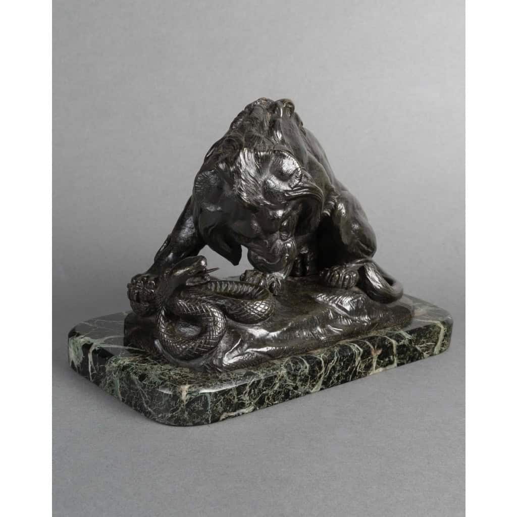 Sculpture – Le Lion Au Serpent , Antoine – Louis Barye (1795-1875) – Bronze 5