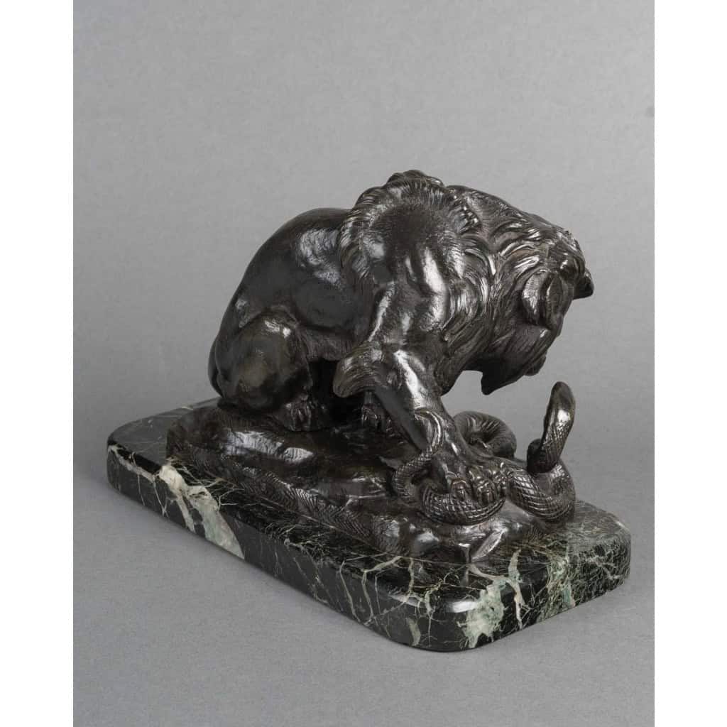 Sculpture – Le Lion Au Serpent , Antoine – Louis Barye (1795-1875) – Bronze 9