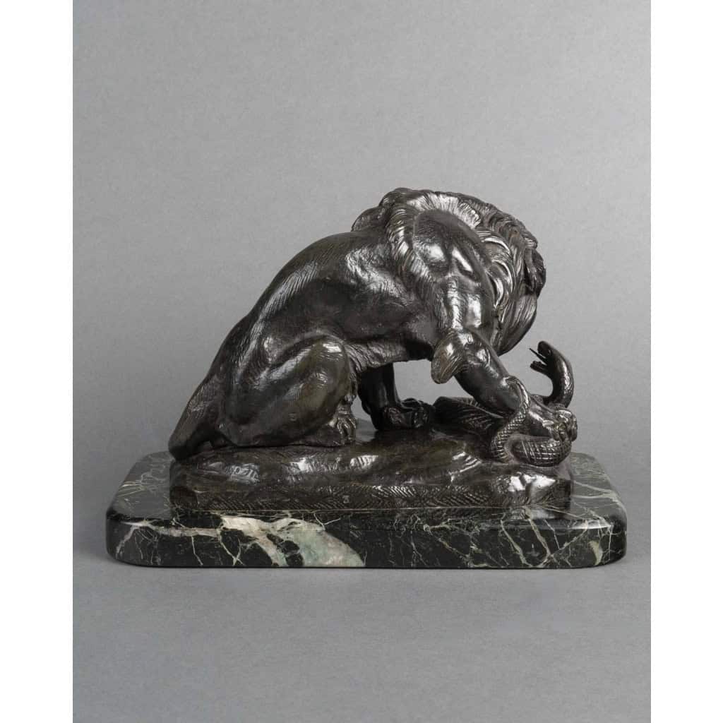 Sculpture – Le Lion Au Serpent , Antoine – Louis Barye (1795-1875) – Bronze 7
