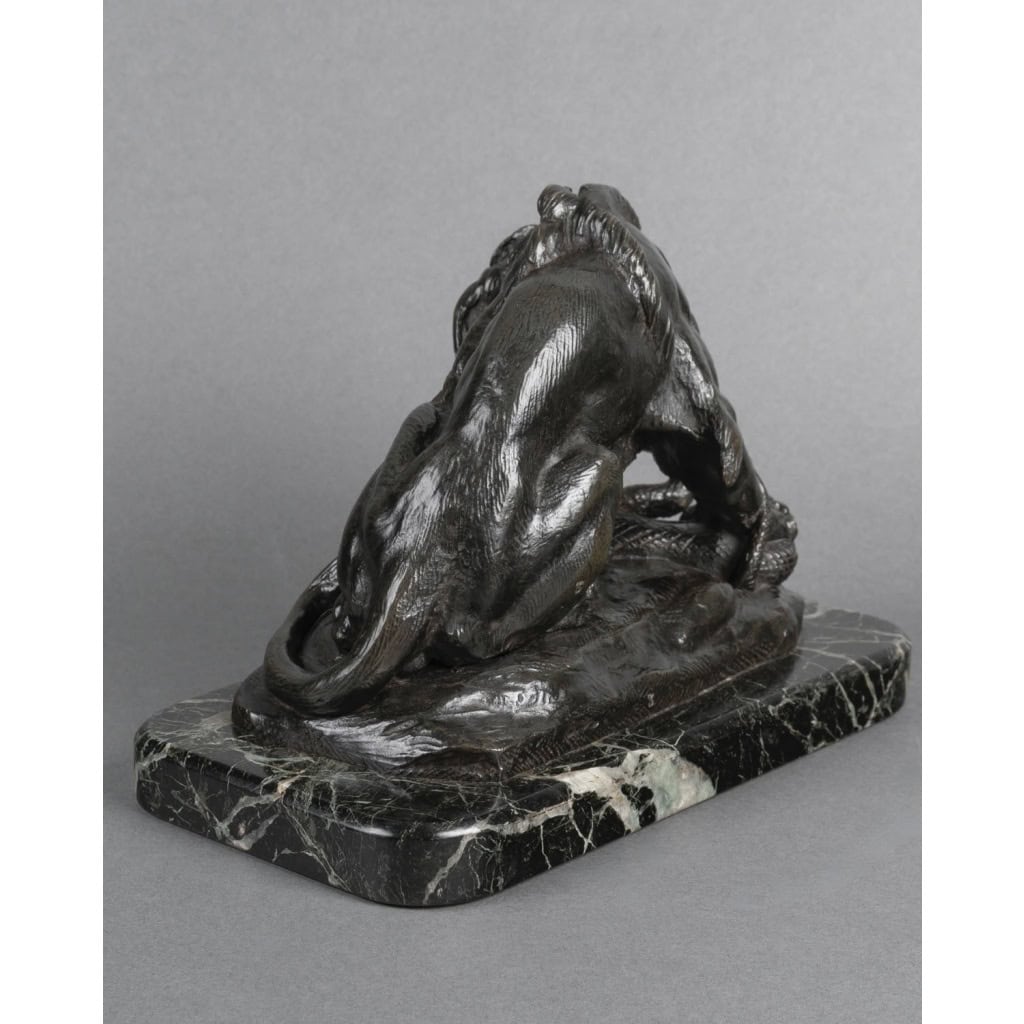 Sculpture – Le Lion Au Serpent , Antoine – Louis Barye (1795-1875) – Bronze 10