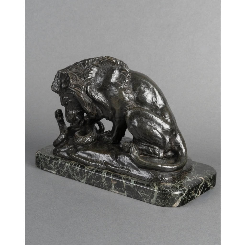 Sculpture – Le Lion Au Serpent , Antoine – Louis Barye (1795-1875) – Bronze 4