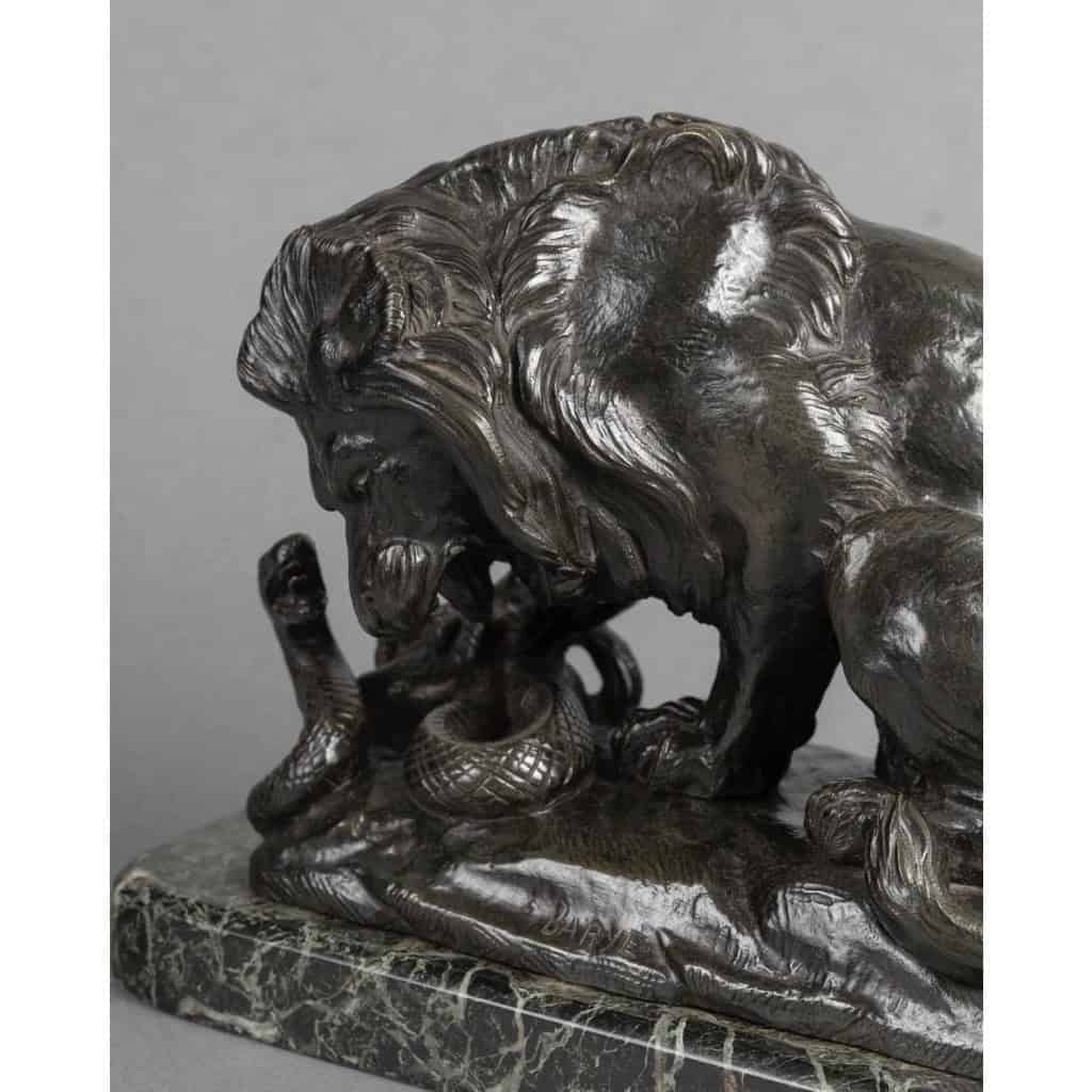 Sculpture – Le Lion Au Serpent , Antoine – Louis Barye (1795-1875) – Bronze 11