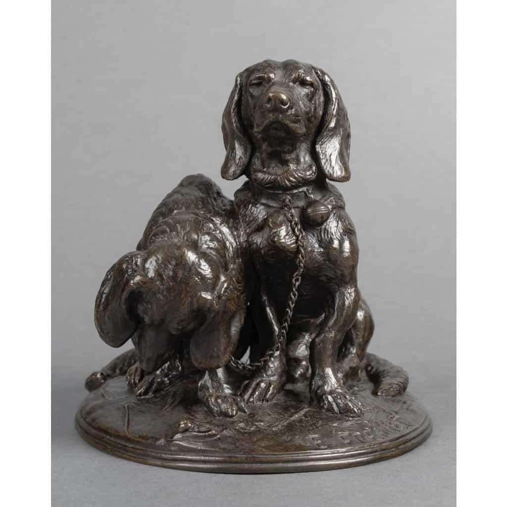 Sculpture – Groupe De Bassets , Ravageot Et Ravageode , Emmanuel Frémiet (1824 -1910) – Bronze 3