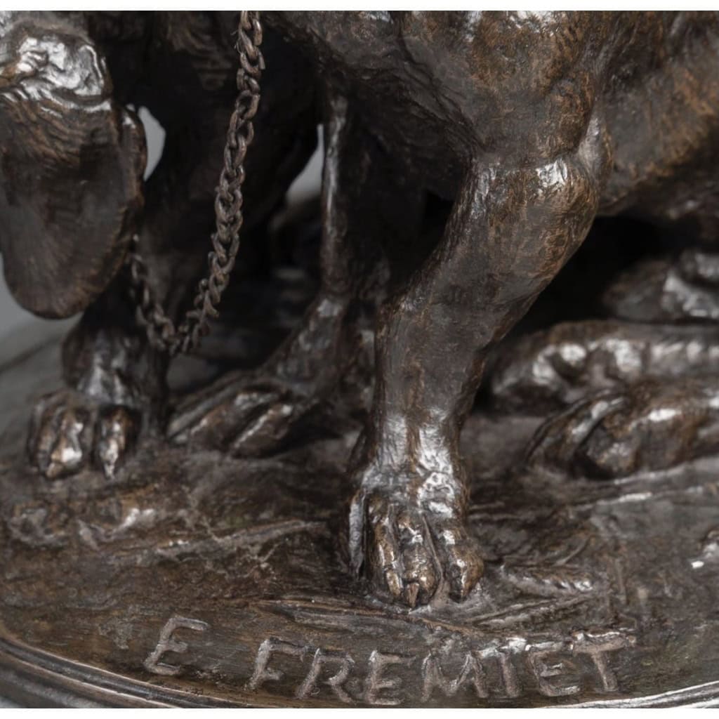 Sculpture – Groupe De Bassets , Ravageot Et Ravageode , Emmanuel Frémiet (1824 -1910) – Bronze 13