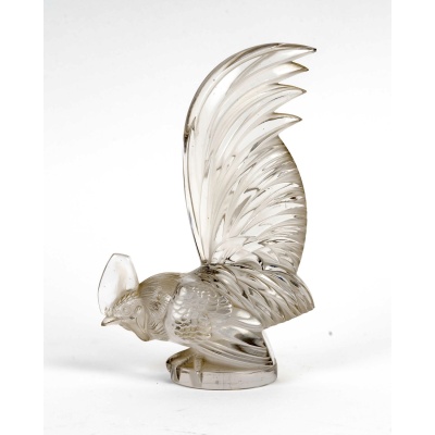 1928 René Lalique – Mascotte Automobile Coq Nain Verre Blanc