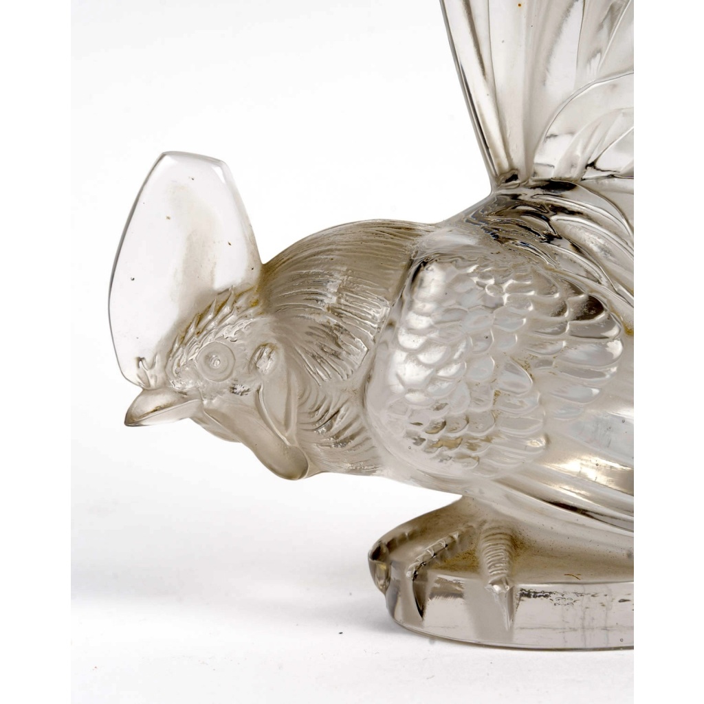1928 René Lalique – Mascotte Automobile Coq Nain Verre Blanc 7