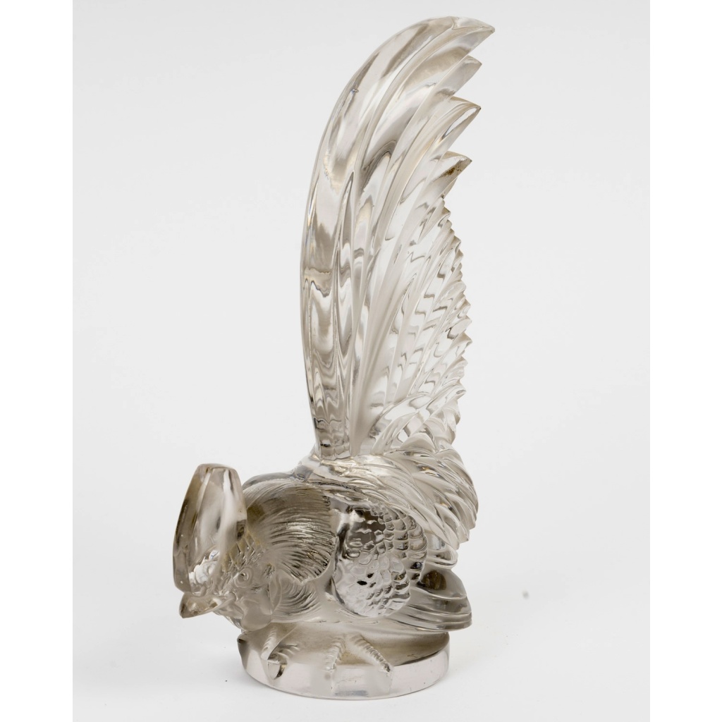1928 René Lalique – Mascotte Automobile Coq Nain Verre Blanc 6