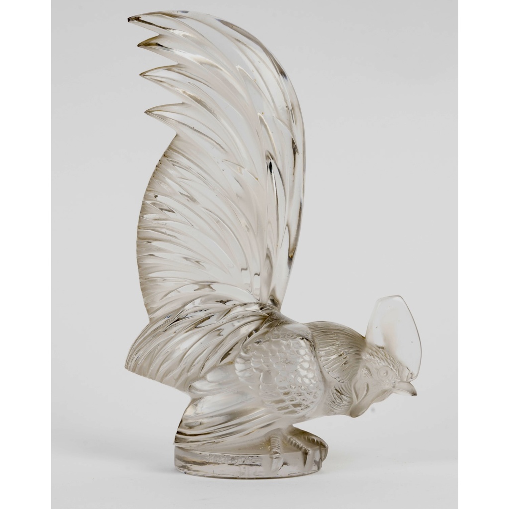1928 René Lalique – Mascotte Automobile Coq Nain Verre Blanc 4