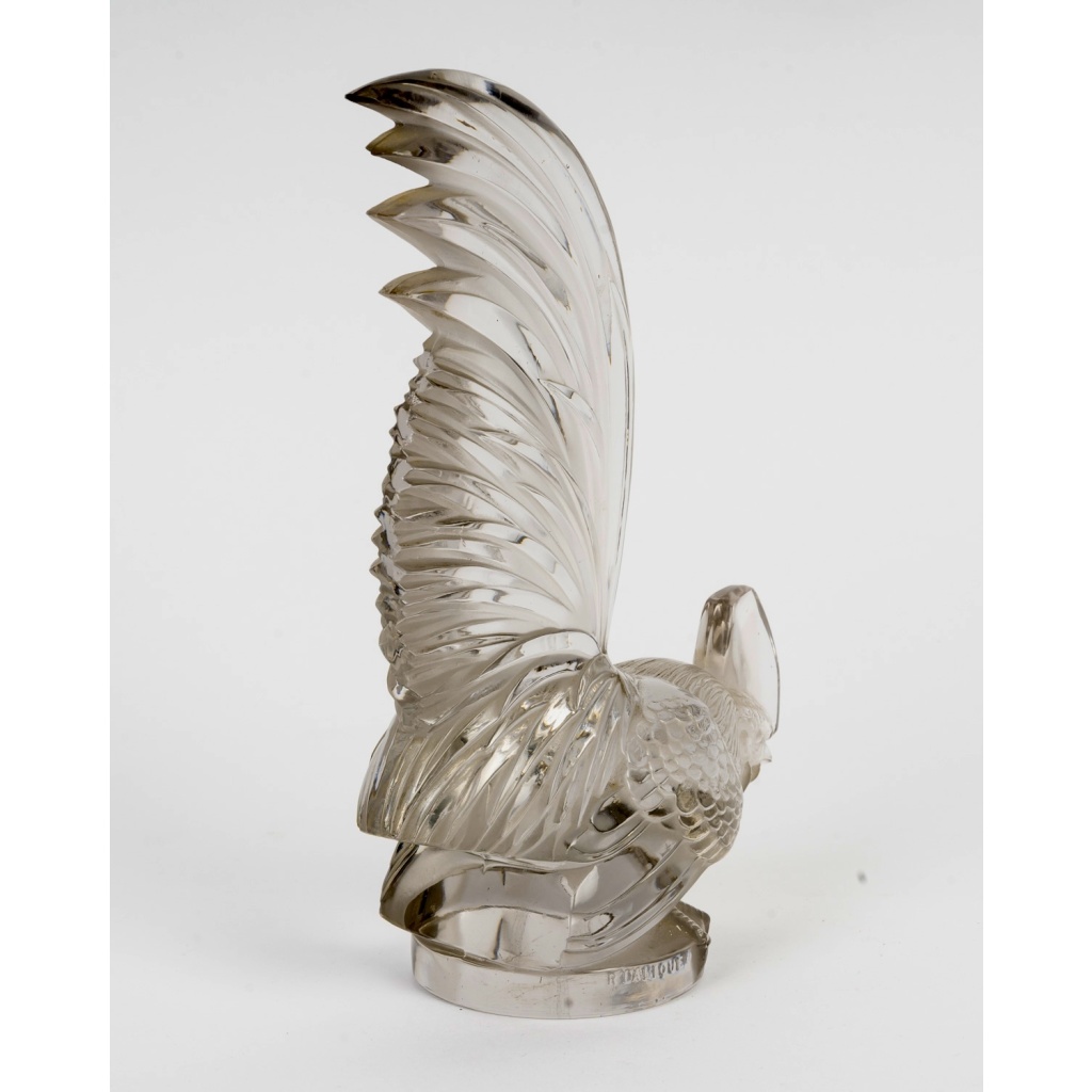 1928 René Lalique – Mascotte Automobile Coq Nain Verre Blanc 5