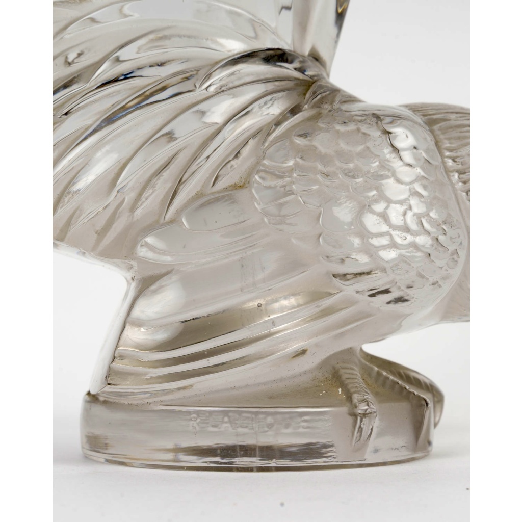 1928 René Lalique – Mascotte Automobile Coq Nain Verre Blanc 11