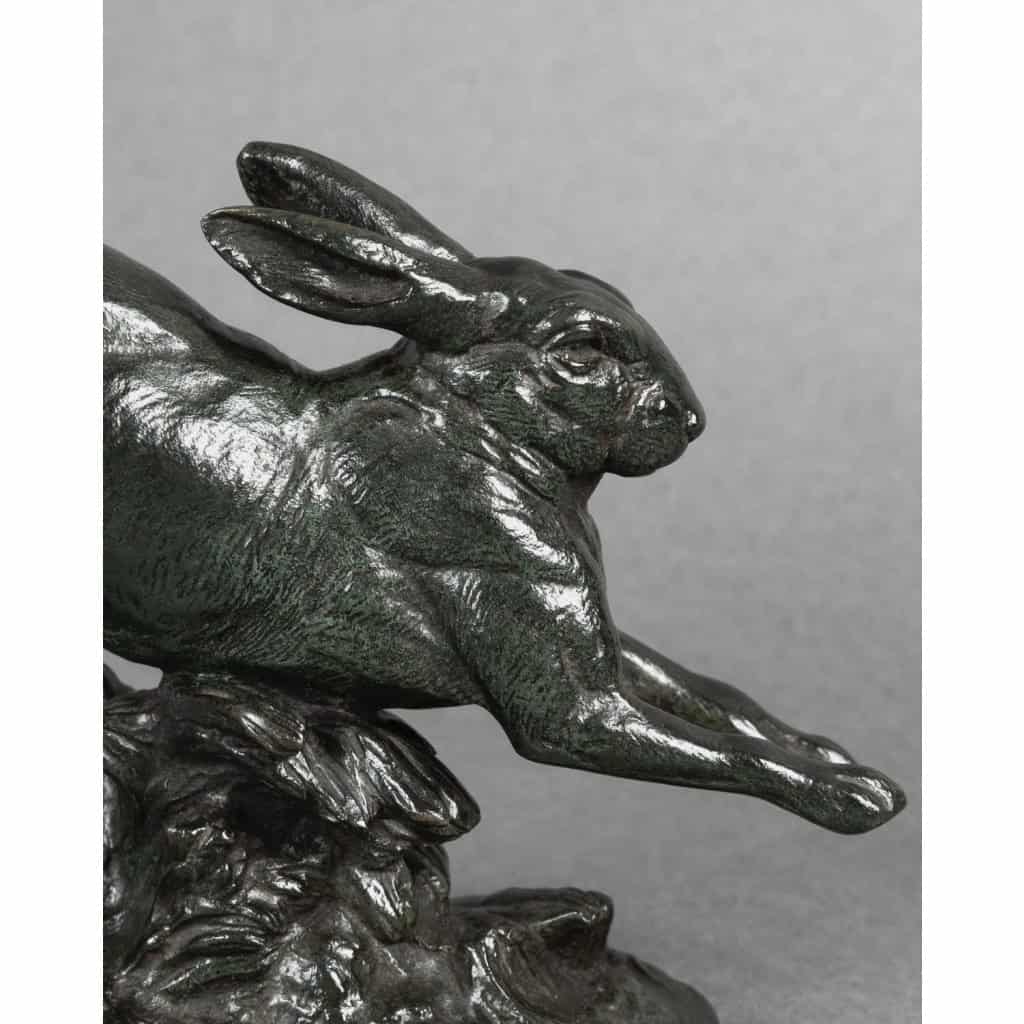 Sculpture – Le Lièvre Courant , Alfred Barye (1839-1882) – Bronze 9