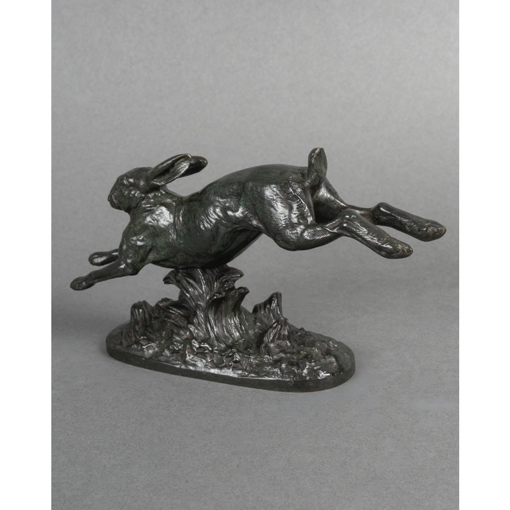 Sculpture – Le Lièvre Courant , Alfred Barye (1839-1882) – Bronze 8