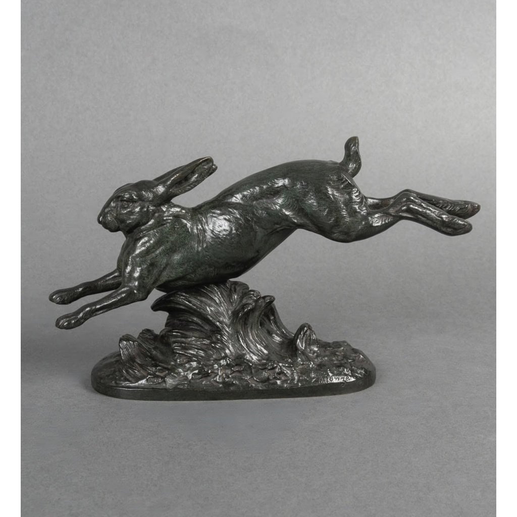 Sculpture – Le Lièvre Courant , Alfred Barye (1839-1882) – Bronze 7