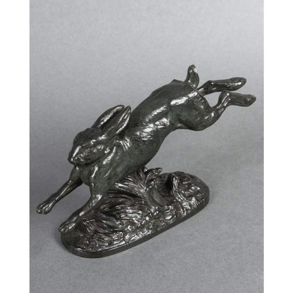 Sculpture – Le Lièvre Courant , Alfred Barye (1839-1882) – Bronze 10
