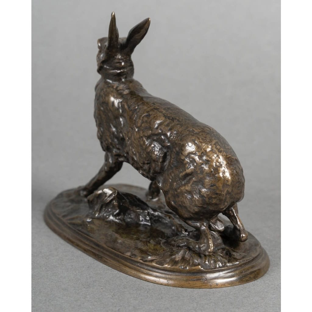 Sculpture – Lièvre Au Repos , Pierre – Jules Mêne (1810-1879) – Bronze 10