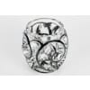 Lalique France – Vase Tourbillons Cristal Blanc Emaillé Noir 16