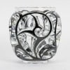Lalique France – Vase Tourbillons Cristal Blanc Emaillé Noir 15
