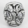 Lalique France – Vase Tourbillons Cristal Blanc Emaillé Noir 18