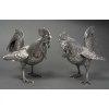 ESCHWEGE Paire de coqs combattant, argent massif circa 1950 25 ESCHWEGE Paire de coqs combattant, argent massif circa 1950 25