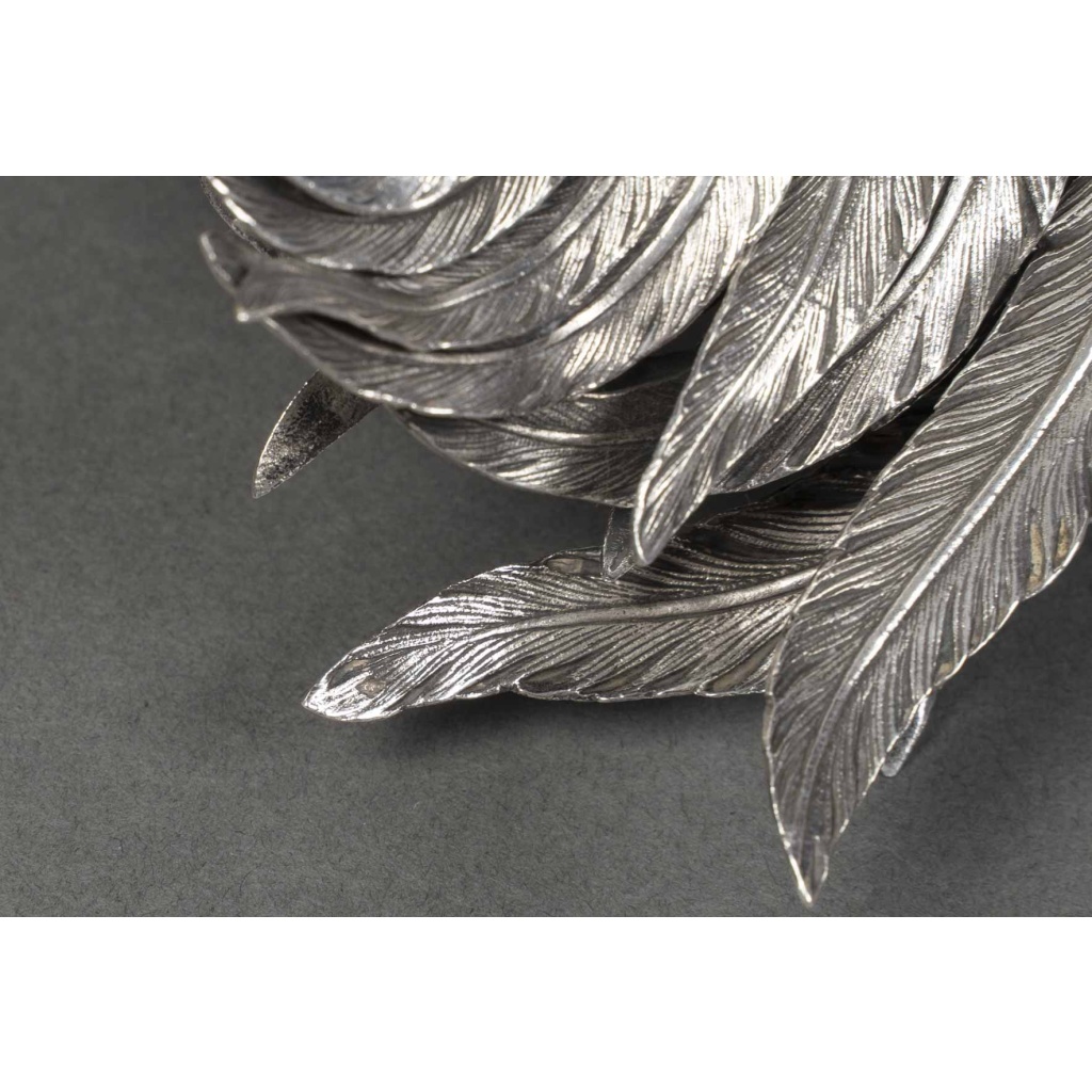 ESCHWEGE Paire de coqs combattant, argent massif circa 1950 23 ESCHWEGE Paire de coqs combattant, argent massif circa 1950 23