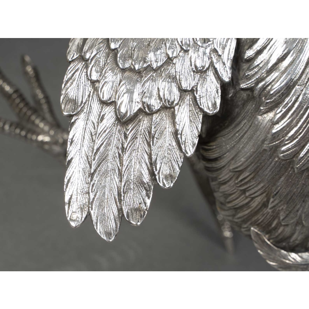 ESCHWEGE Paire de coqs combattant, argent massif circa 1950 24 ESCHWEGE Paire de coqs combattant, argent massif circa 1950 24