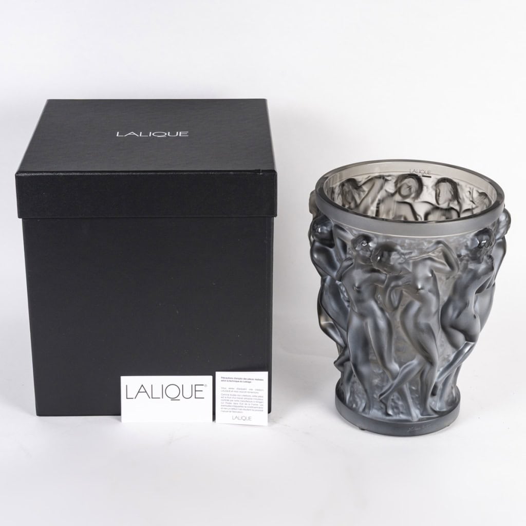 Lalique France – Vase Bacchantes Cristal Bronze – Neuf 10