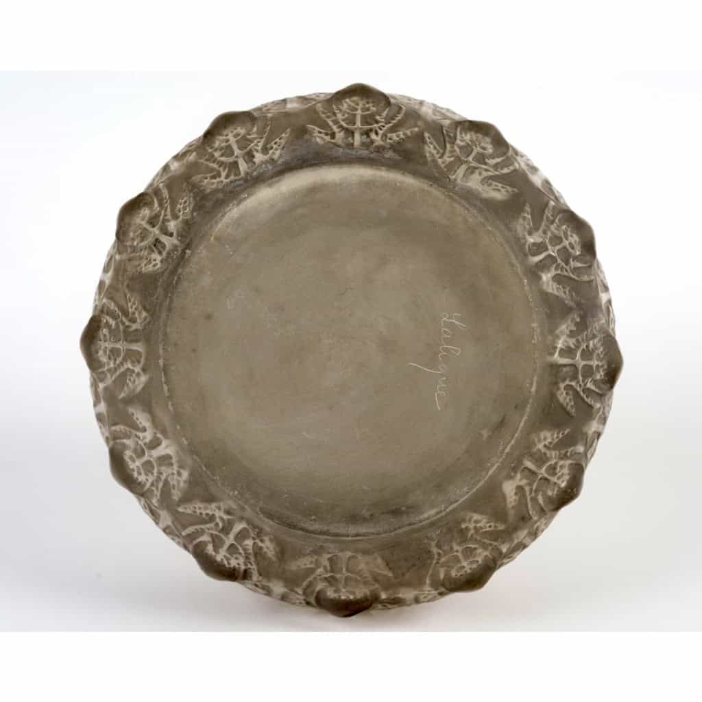 1912 René Lalique – Vase Fougères Verre Blanc Patiné Gris 7