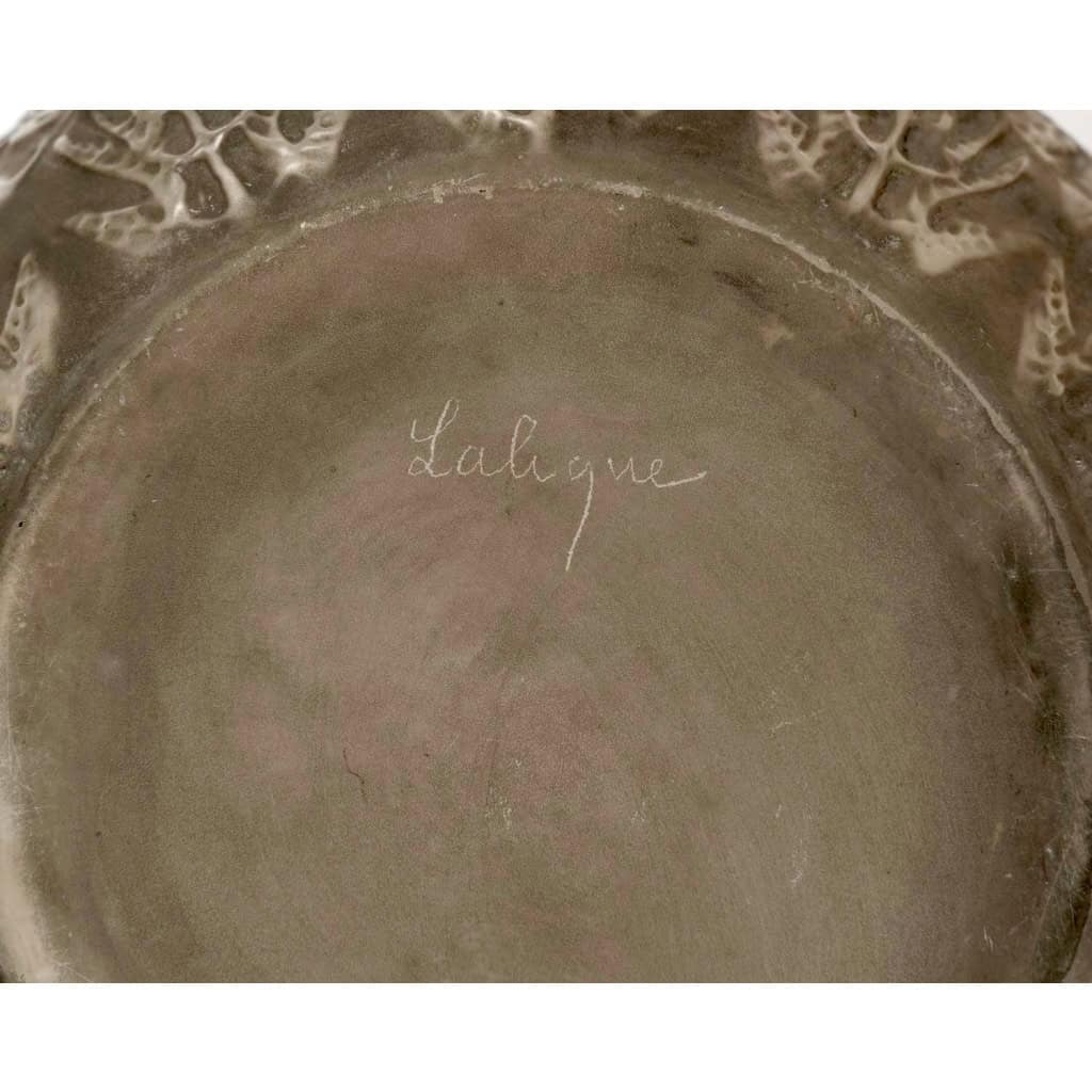 1912 René Lalique – Vase Fougères Verre Blanc Patiné Gris 8