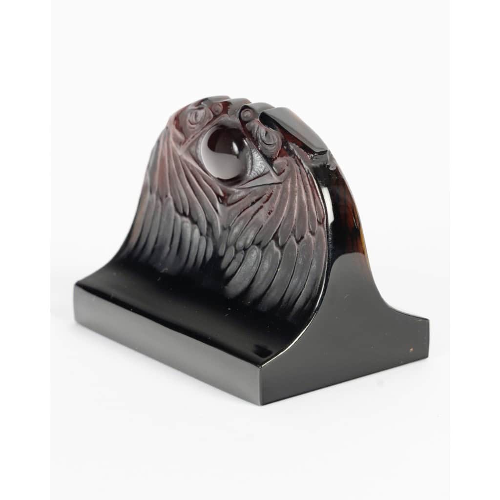 1914 René Lalique – Presse Papiers Deux Aigles Verre Ambre 5
