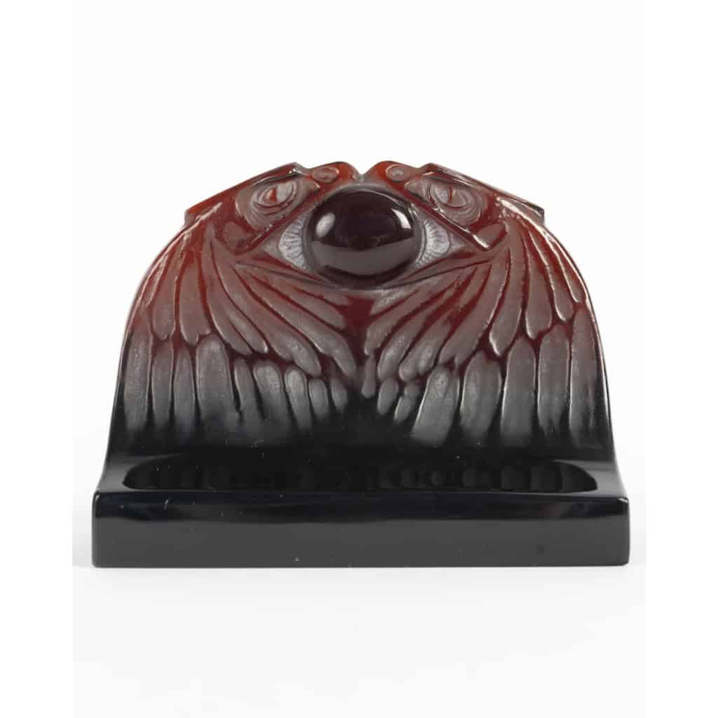 1914 René Lalique – Presse Papiers Deux Aigles Verre Ambre 3