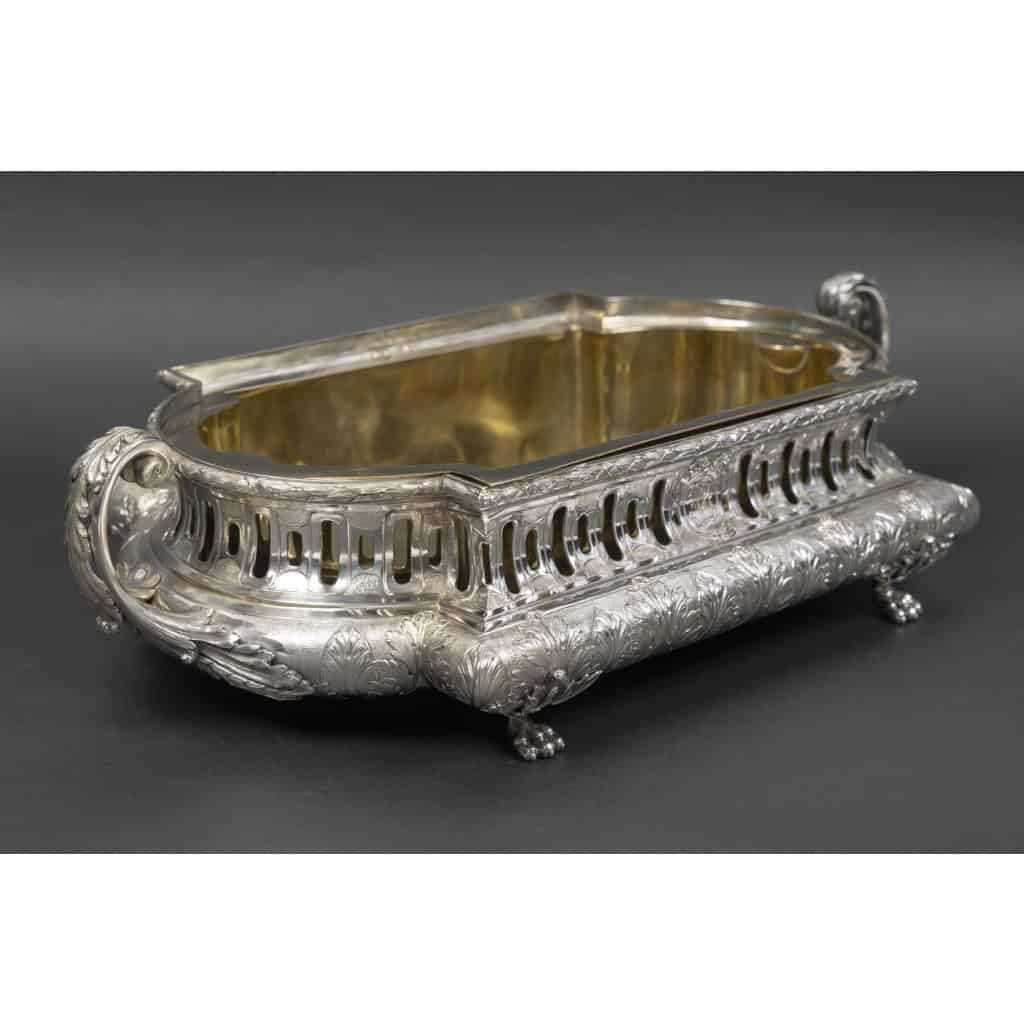 Orfèvre Mérite – Jardinière rectangulaire argent massif anses latérales, XIXᵉ 8