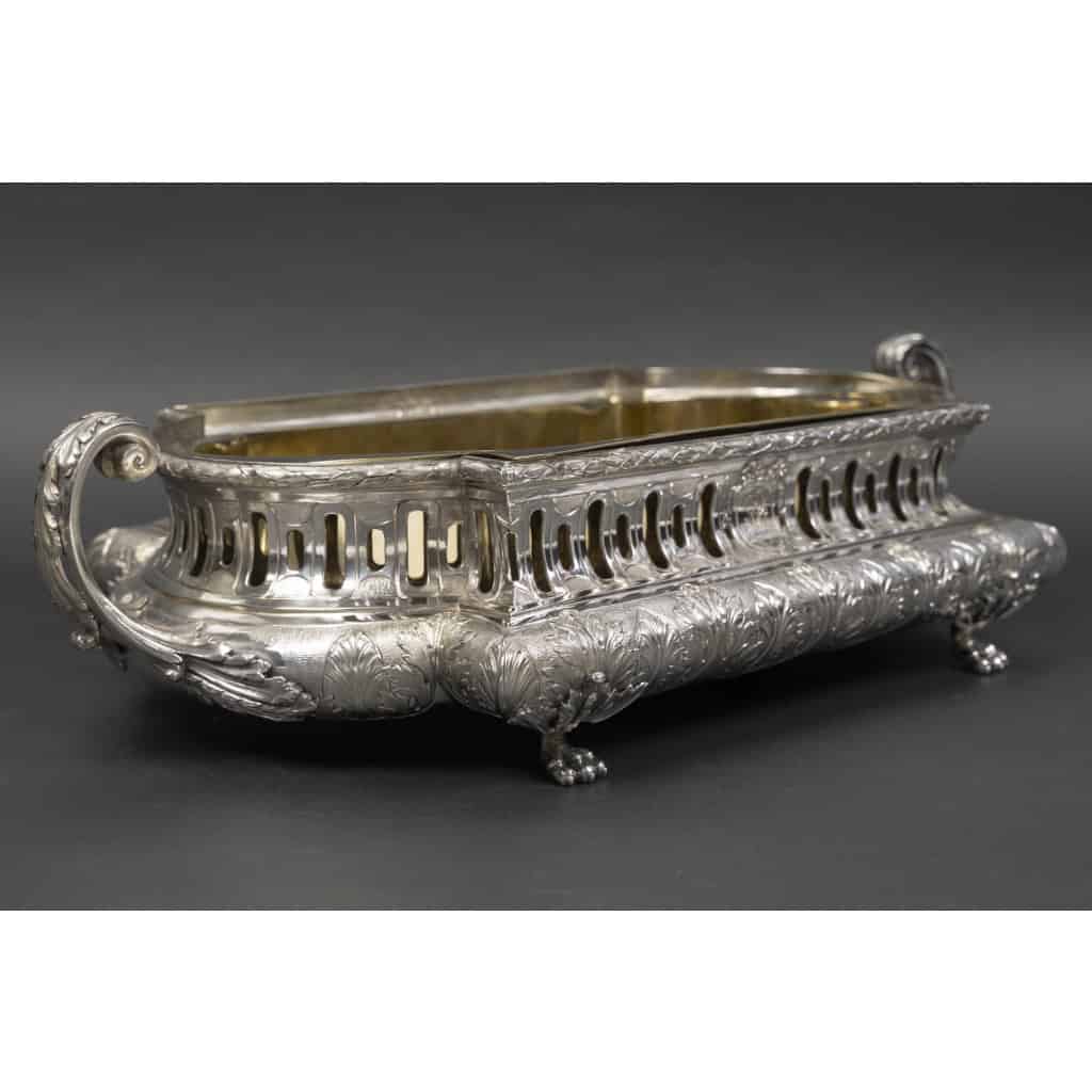Orfèvre Mérite – Jardinière rectangulaire argent massif anses latérales, XIXᵉ 9