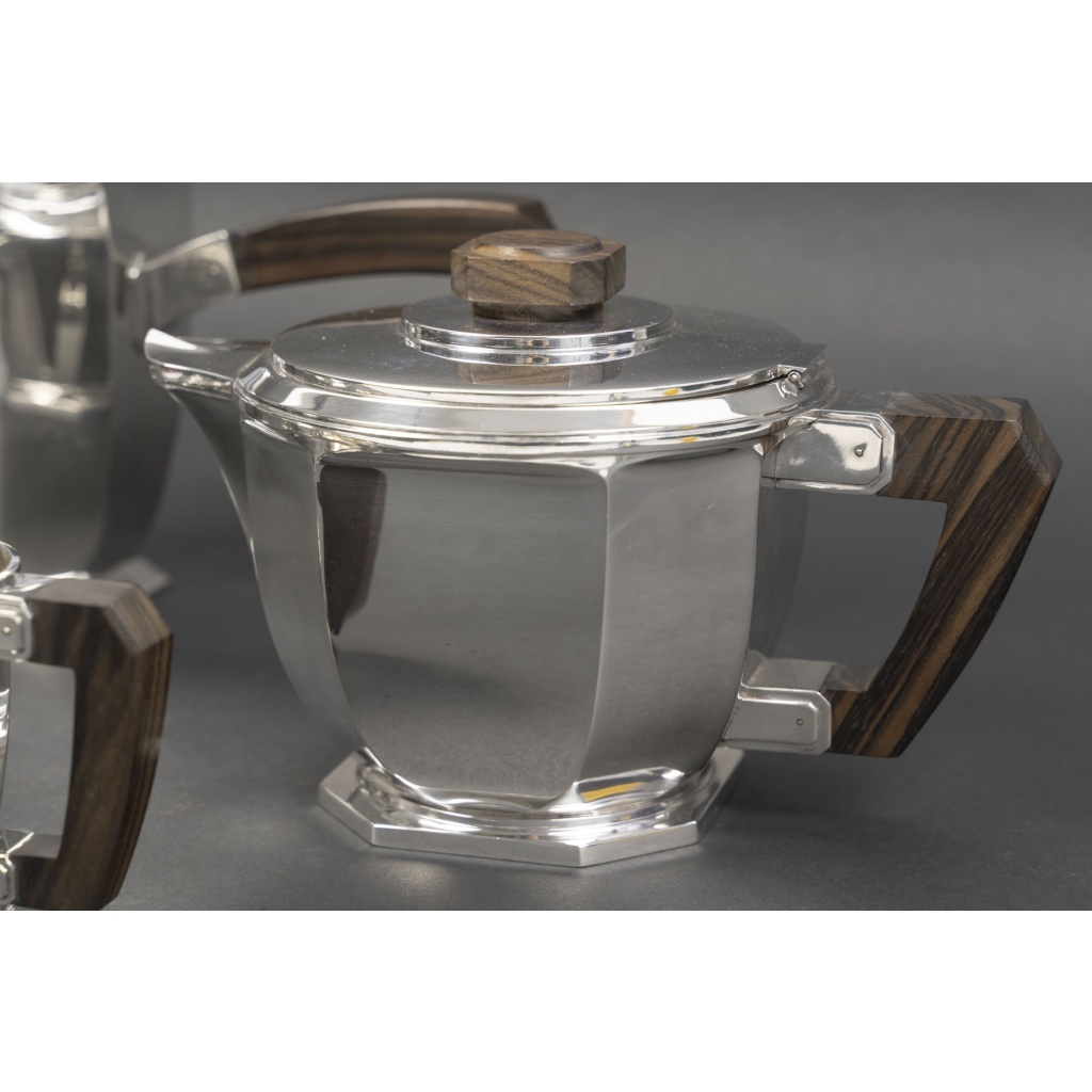 Ernest PROST, Service à thé, café et chocolat en argent massif – ART DECO vers 1930 10