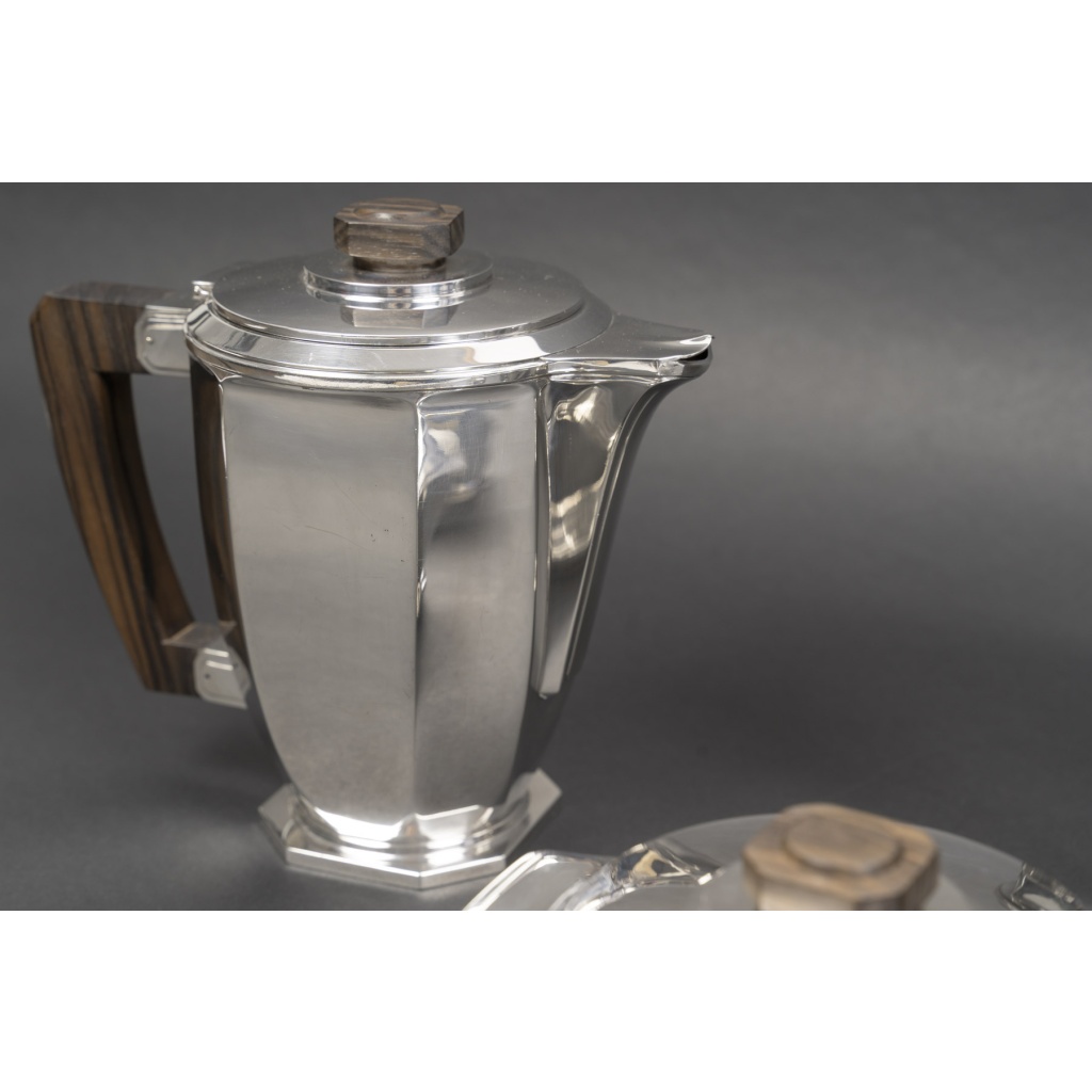 Ernest PROST, Service à thé, café et chocolat en argent massif – ART DECO vers 1930 13