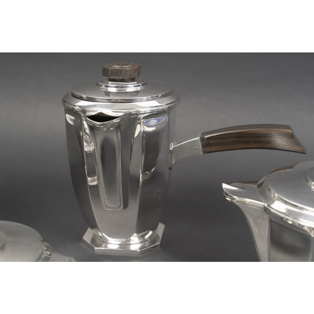 Ernest PROST, Service à thé, café et chocolat en argent massif – ART DECO vers 1930 14